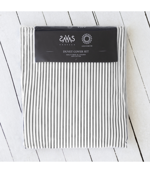 Gultas veļas komplekts „Grey stripes“. Kokvilnas gultas veļa