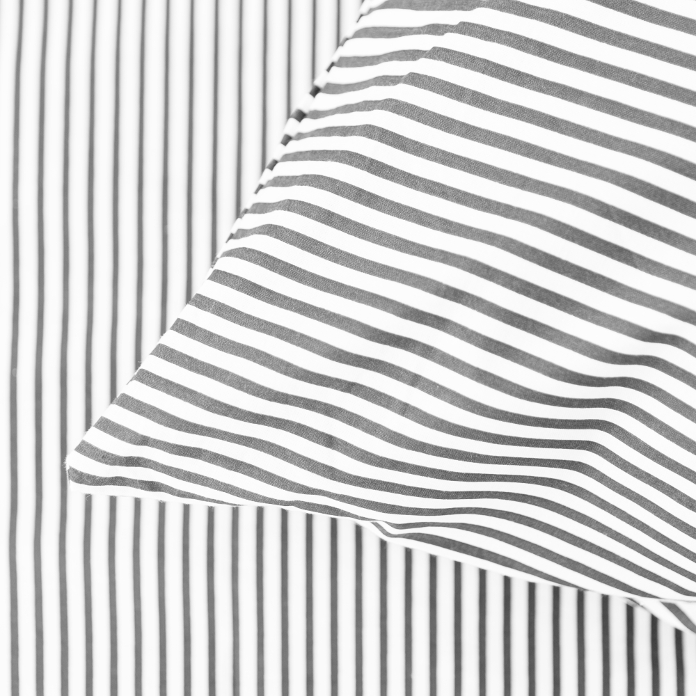 Gultas veļas komplekts „Grey stripe“. Kokvilnas gultas veļa, 140x200 cm