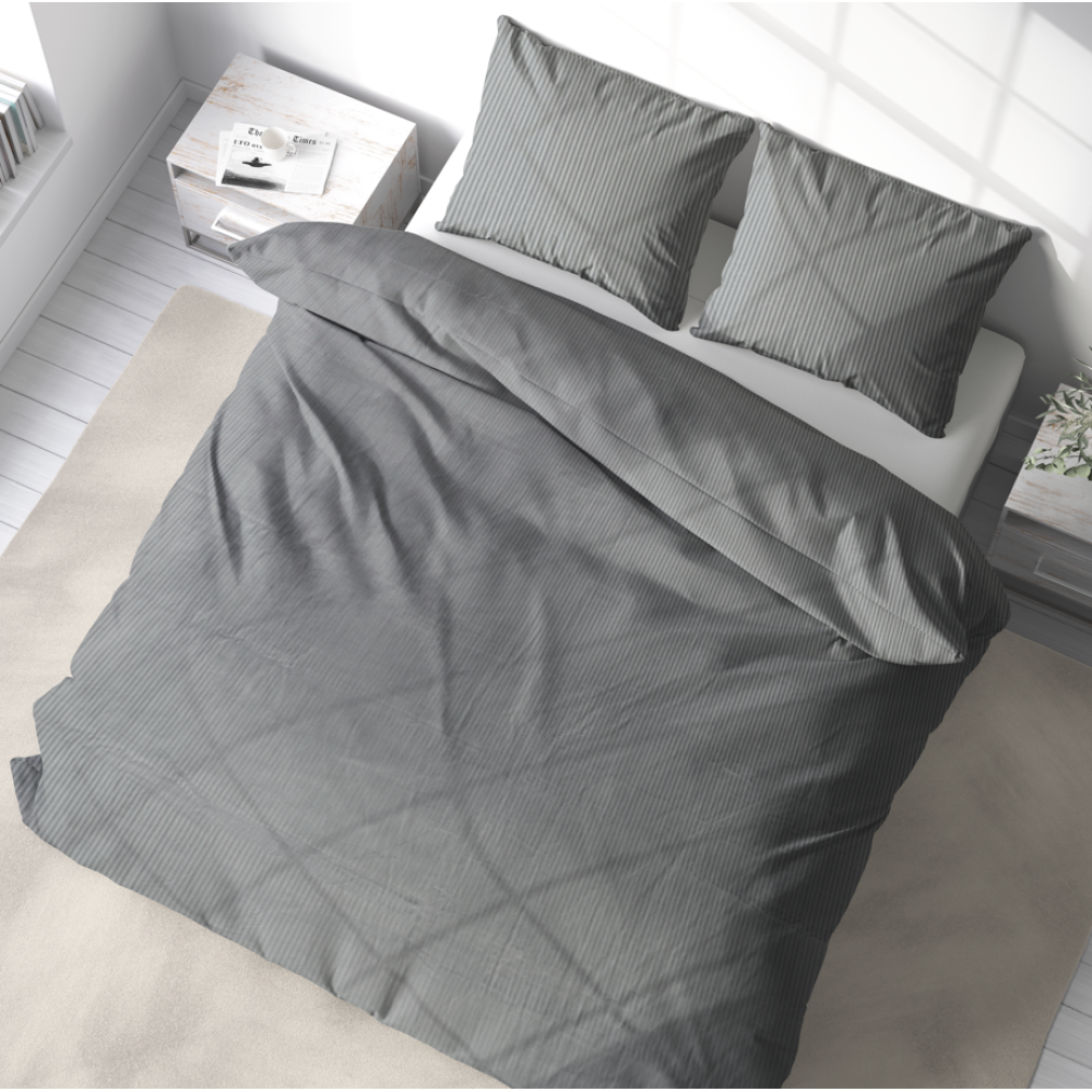 Premium satīns „Grey stripe 3 mm“. Satīna gultas veļa, 160x200 cm, 200x220 cm