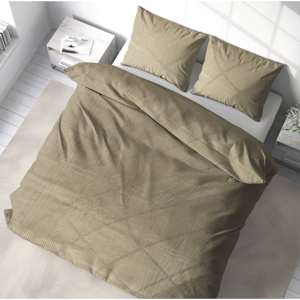Premium satīns „Brown stripe 3 mm“. Satīna gultas veļa, 160x200 cm, 200x220 cm