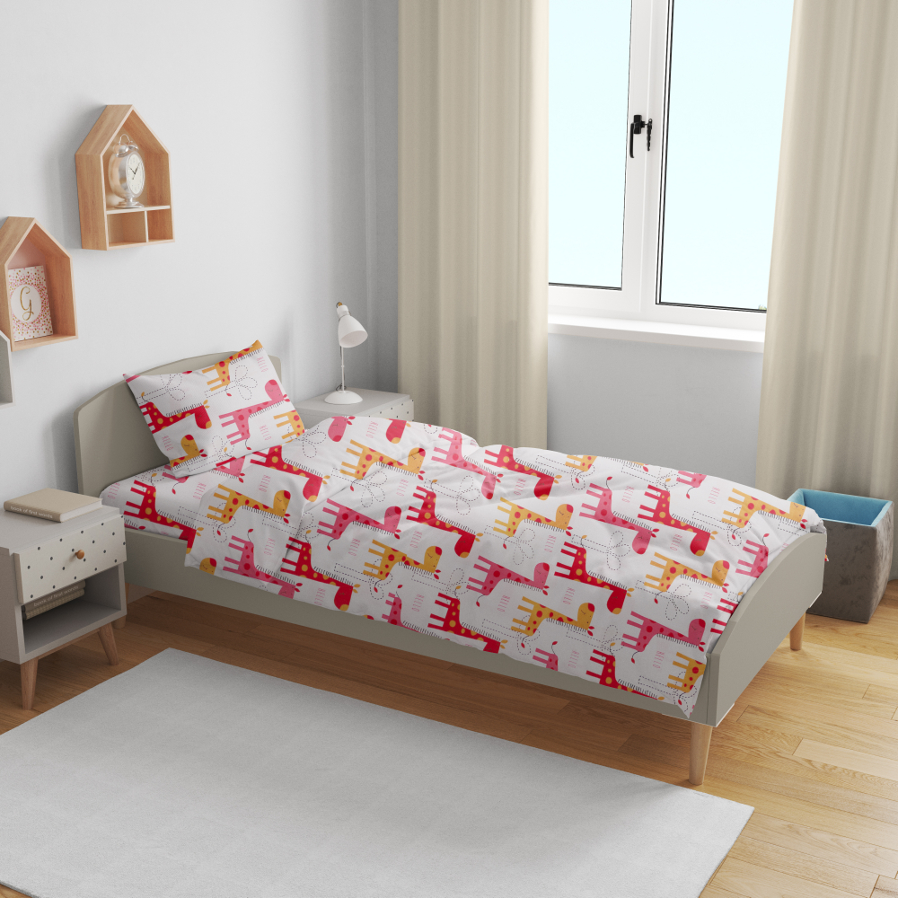 Gultas veļas komplekts „Giraffe“. Zīdaiņu gultas veļa, 90x120 cm, 100x135 cm, 100x140 cm