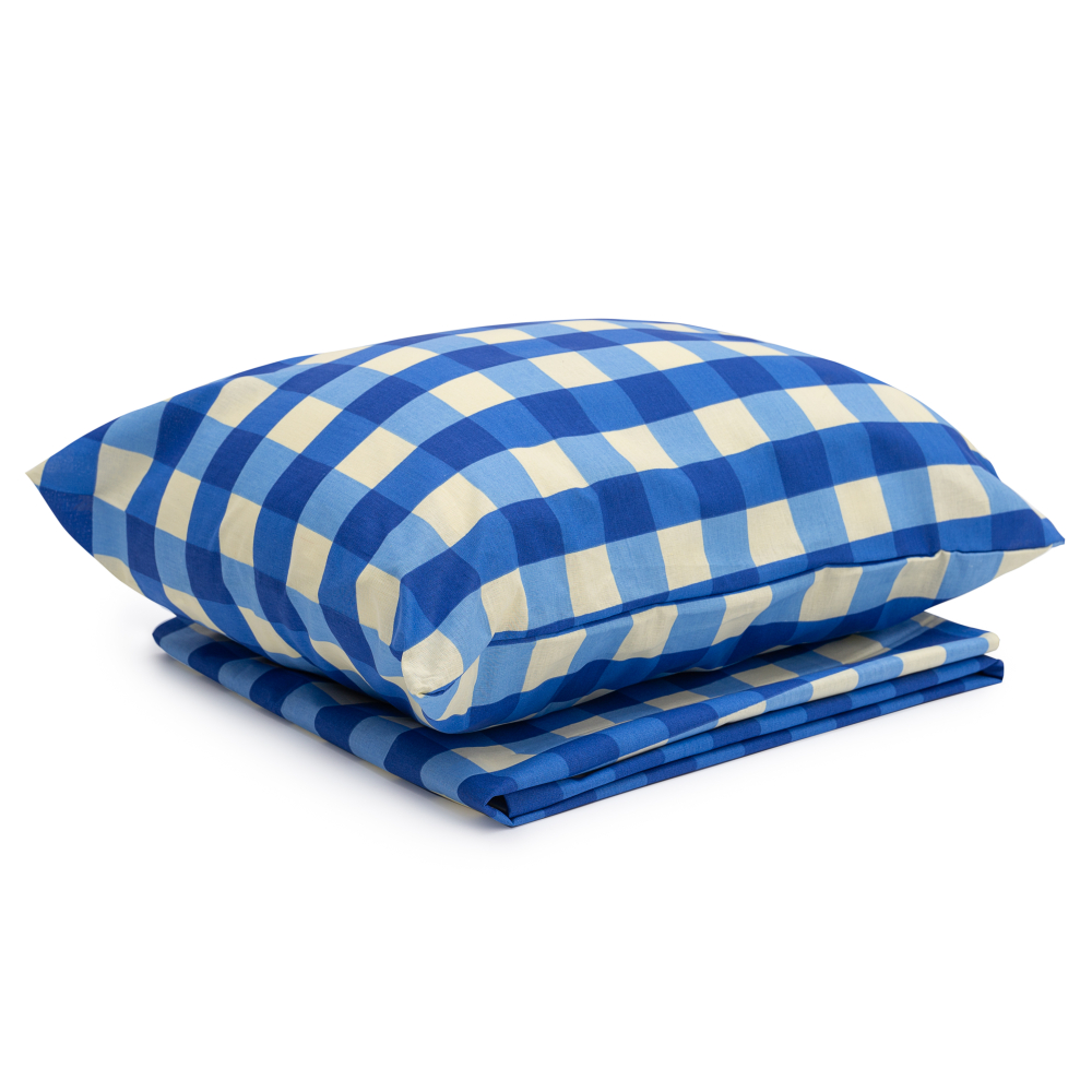 Gultas veļas komplekts „Blue grid“. Zīdaiņu gultas veļa, 90x120 cm, 100x135 cm, 100x140 cm