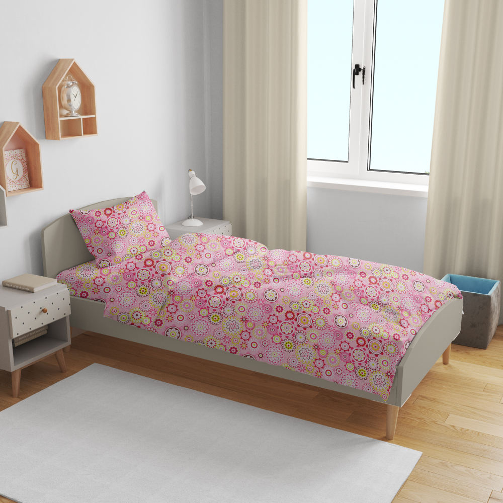 Gultas veļas komplekts „Pink joy“. Zīdaiņu gultas veļa, 90x120 cm, 100x135 cm, 100x140 cm