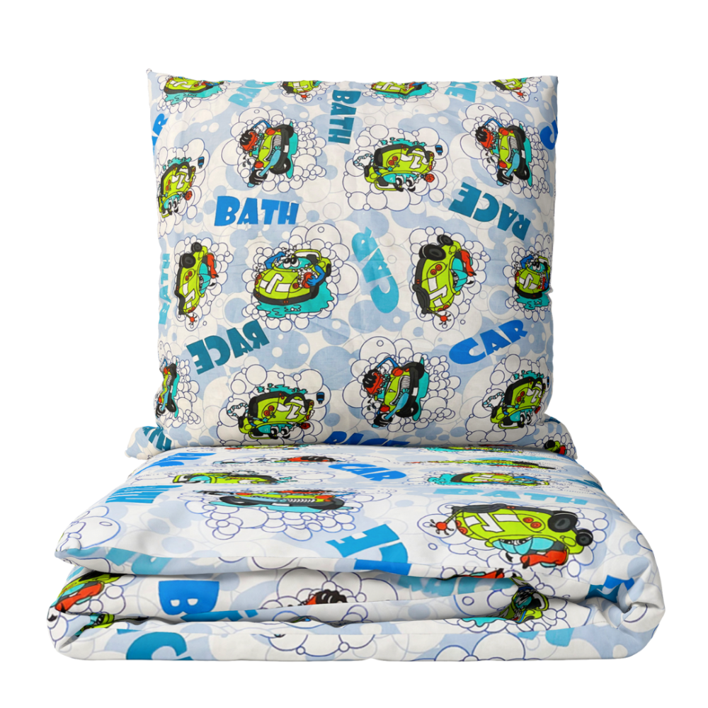 Gultas veļas komplekts „Bath blue“. Zīdaiņu gultas veļa, 90x120 cm, 100x135 cm, 100x140 cm, 110x140 cm, 140x200 cm, 150x200 cm