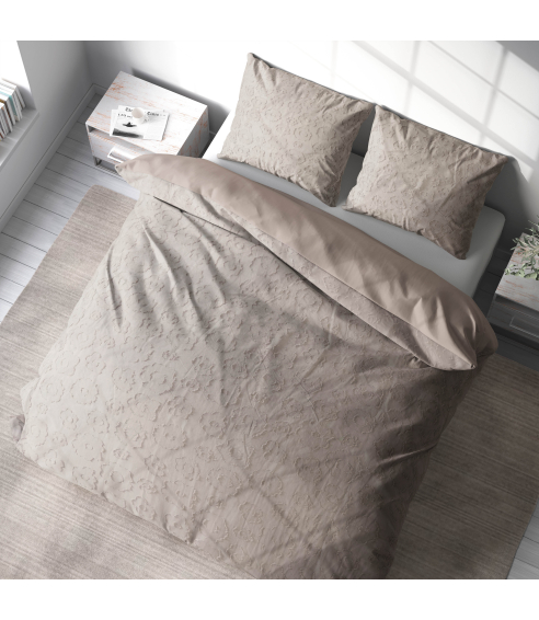 Burzīta gultas veļa "Beige Floro". Gultas veļas komplekti 200x220