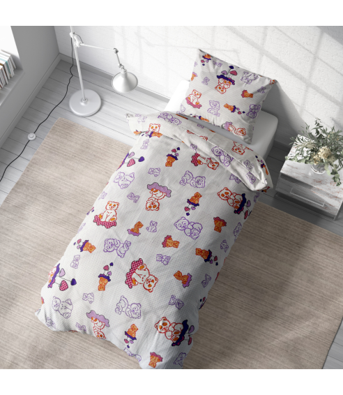 Gultas veļas komplekts „Violet bears“. Zīdaiņu gultas veļa