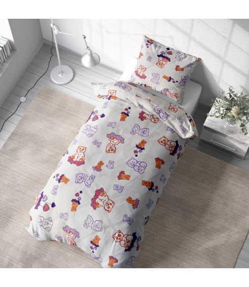 Gultas veļas komplekts „Violet bears“. Bērnu gultas veļa