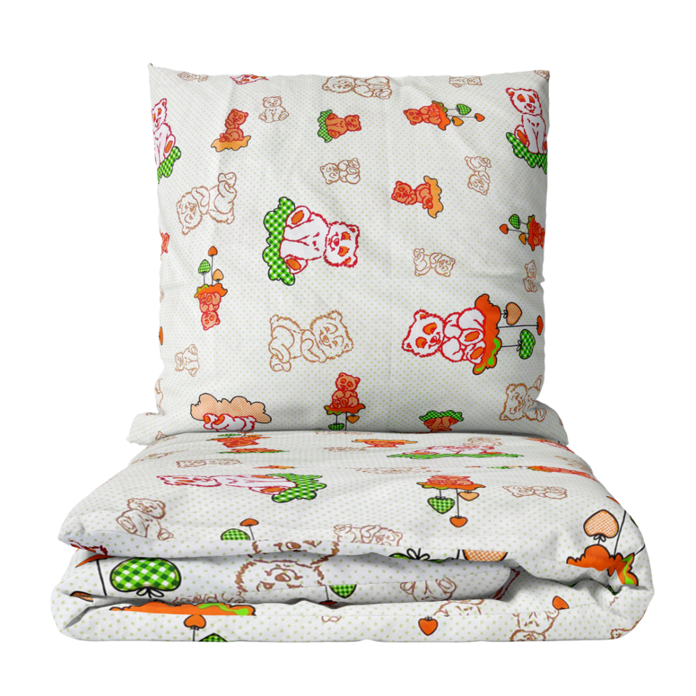 Gultas veļas komplekts „Green bears“. Zīdaiņu gultas veļa, 90x120 cm, 100x135 cm, 100x140 cm, 110x140 cm, 140x200 cm, 150x200 cm