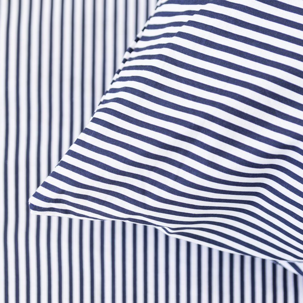 Gultas veļas komplekts „Blue stripes“. Kokvilnas gultas veļa, 140x200 cm