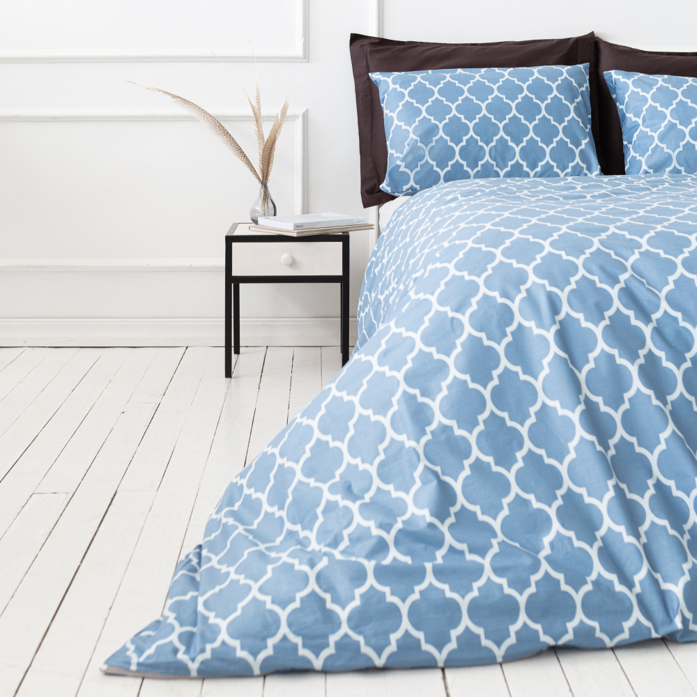 Gultas veļas komplekts „Morocco blue“. Kokvilnas gultas veļa, 140x200 cm, 200x200 cm, 200x220 cm