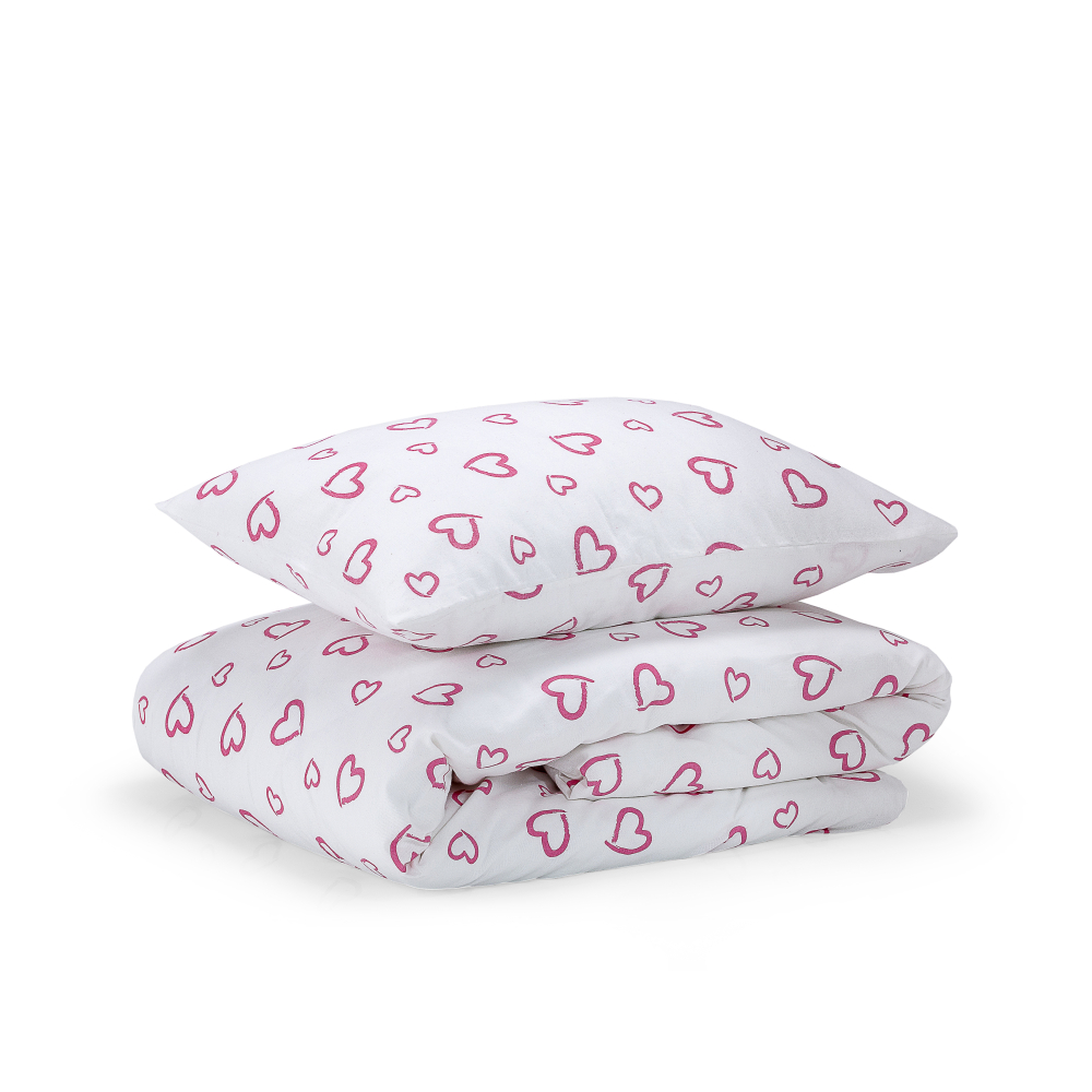 Gultas veļas komplekts „Pink love“. Zīdaiņu gultas veļa, 90x120 cm, 100x135 cm, 100x140 cm, 110x140 cm