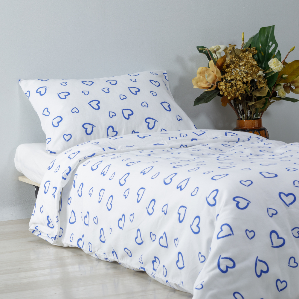 Gultas veļas komplekts „Blue love“. Bērnu gultas veļa, 110x140 cm