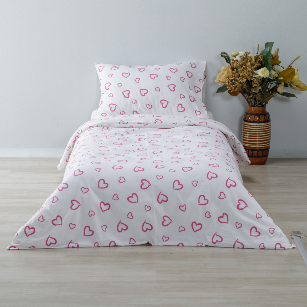 Gultas veļas komplekts „Pink love“. Zīdaiņu gultas veļa, 90x120 cm, 100x135 cm, 100x140 cm, 110x140 cm