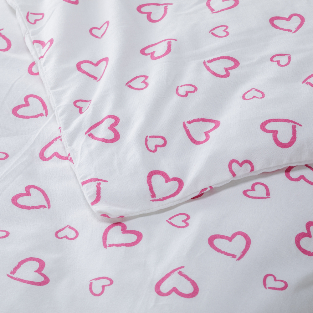 Gultas veļas komplekts „Pink love“. Zīdaiņu gultas veļa, 90x120 cm, 100x135 cm, 100x140 cm, 110x140 cm