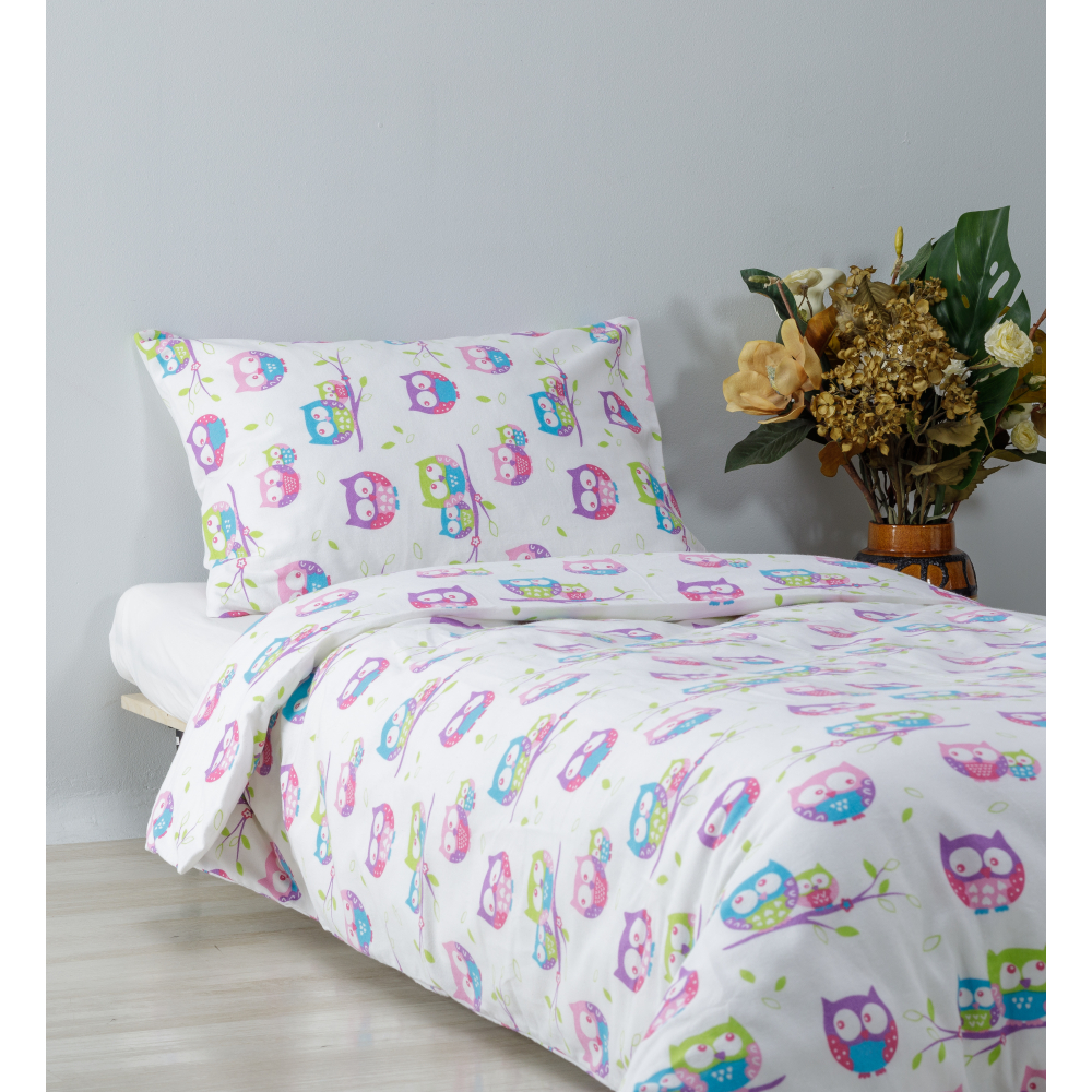 Bērnu gultas veļas komplekts „Owl“. Zīdaiņu gultas veļa, 90x120 cm, 110x140 cm, 140x200 cm