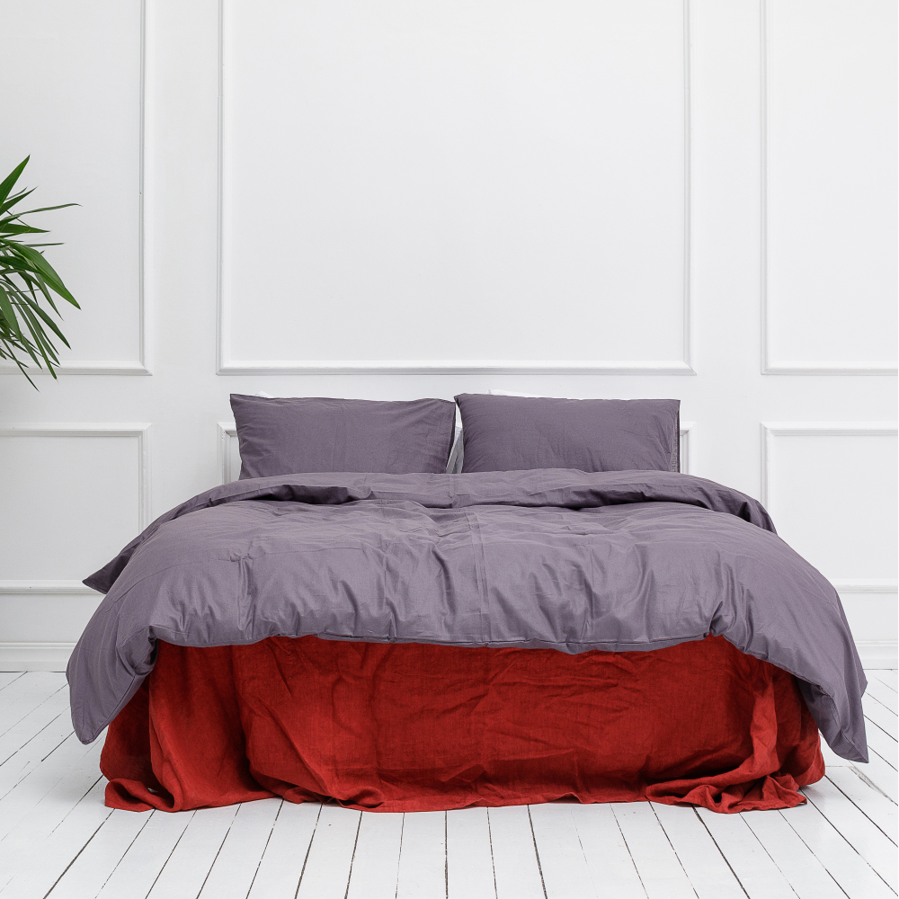 Gultas veļas komplekts „Classic dark purple“. Kokvilnas gultas veļa, 160x200 cm