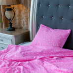 Patalynės komplektas „Pink Galaxy“. Kokvilnas gultas veļa, 140x200 cm