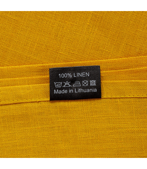Lina gultas veļa „Linen yellow“. Lina galdauti