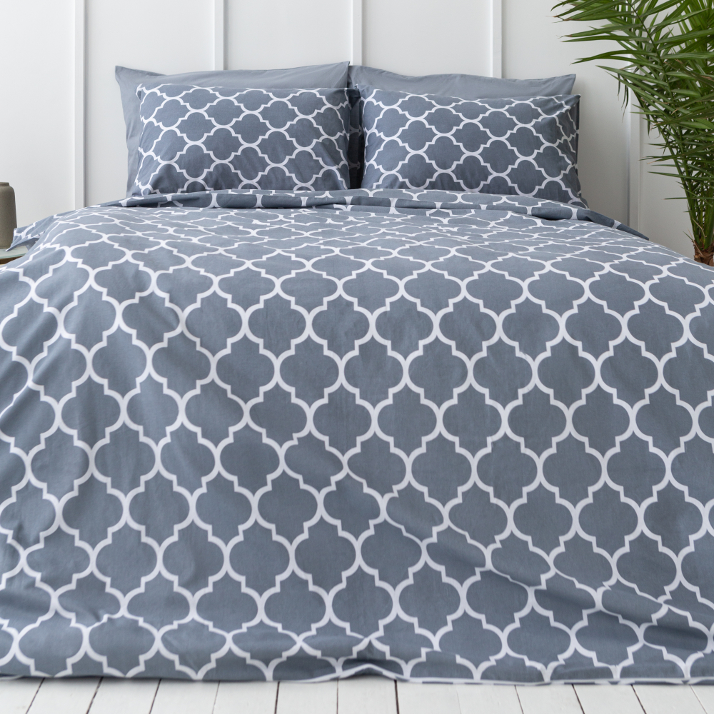 Gultas veļas komplekts „Morocco grey“. Kokvilnas gultas veļa, 140x200 cm, 160x200 cm, 200x200 cm, 200x220 cm, 220x240 cm