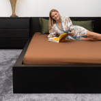 Jersey palags ar gumiju „Brown“. Palags ar gumiju 140x200, 90x200 cm, 140x200 cm, 160x200 cm, 180x200 cm
