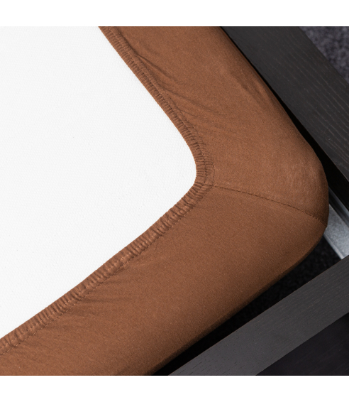 Jersey palags ar gumiju „Brown“. Palags ar gumiju 140x200