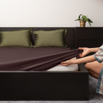 Satīna palags ar gumiju „Chocolate“. Palagi ar gumiju, 90x200 cm, 140x200 cm, 160x200 cm, 180x200 cm