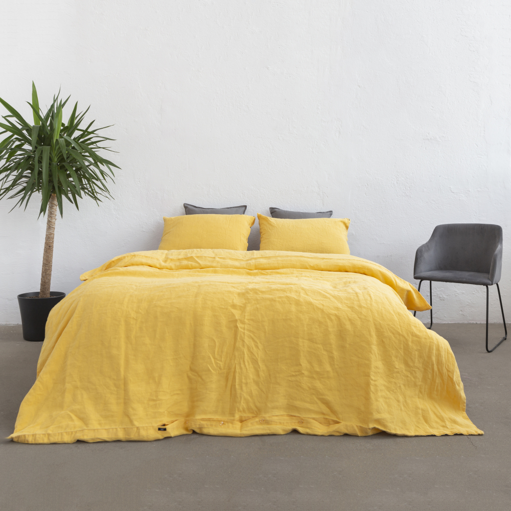 Lina gultas veļa „Linen yellow“. Lina gultas veļa, 140x200 cm