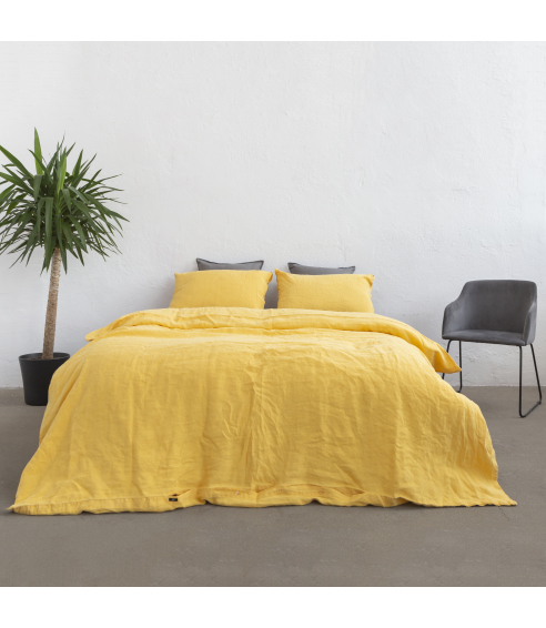Lina gultas veļa „Linen yellow“. Lina gultas veļa