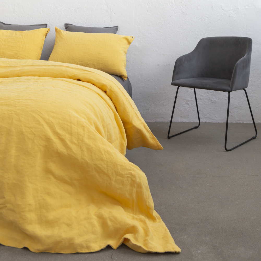 Lina gultas veļa „Linen yellow“. Lina gultas veļa, 140x200 cm