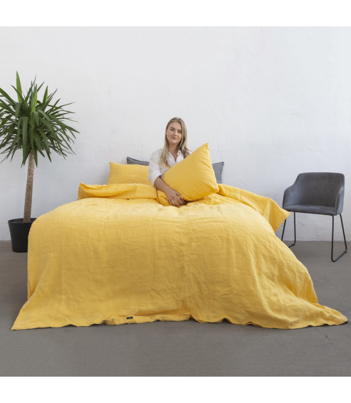 Lina gultas veļa „Linen yellow“. Lina gultas veļa