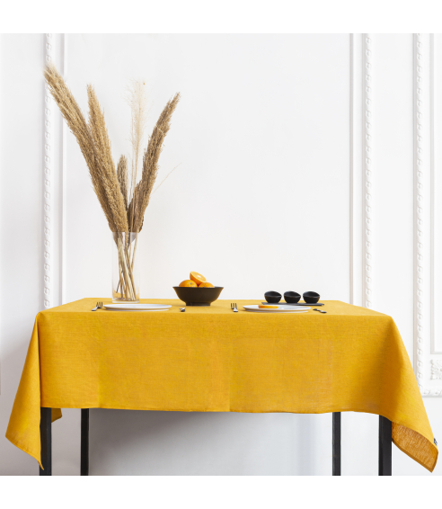 Lina gultas veļa „Linen yellow“. Lina galdauti