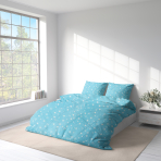 Gultas veļas komplekts „Blue Stars“. Kokvilnas gultas veļa, 140x200 cm, 160x200 cm