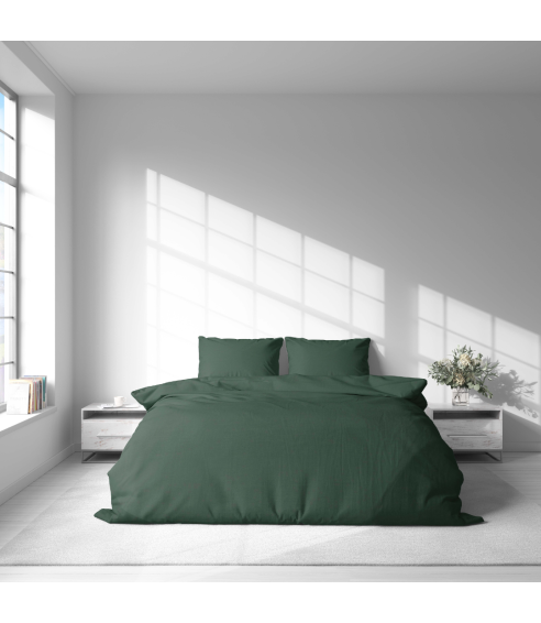 Lina gultas veļas „Linen Dark Green“. Lina gultas veļa