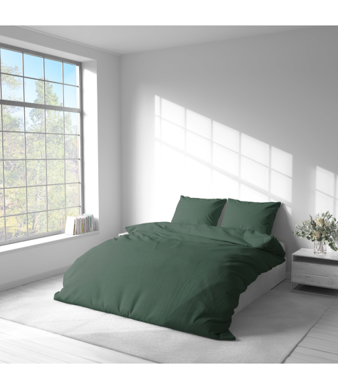 Lina gultas veļas „Linen Dark Green“. Lina gultas veļa