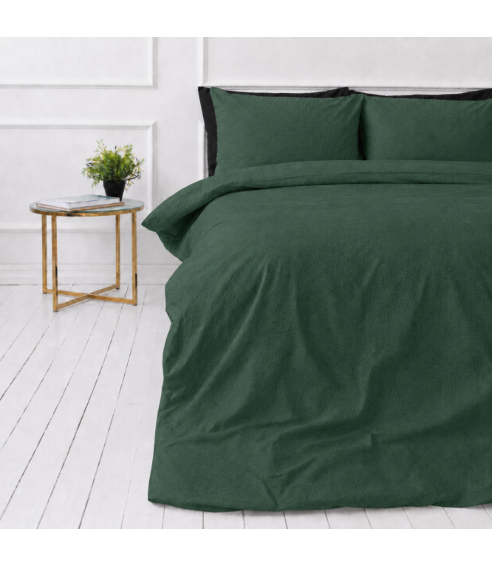 Lina gultas veļas „Linen Dark Green“. Lina gultas veļa