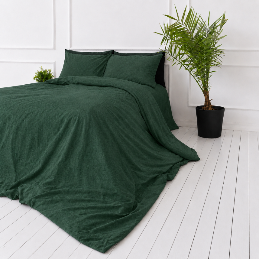Lina gultas veļas „Linen Dark Green“. Gultas veļas komplekti 150x200, 140x200 cm, 150x200 cm, 160x200 cm, 180x200 cm, 200x200 cm, 200x220 cm, 220x240 cm