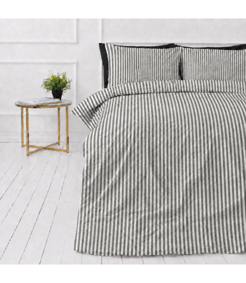 Lina gultas veļas „Linen Grey Stripes“. Lina gultas veļa