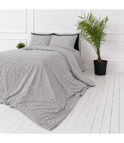 Lina gultas veļas „Linen Grey Stripes“. Lina gultas veļa