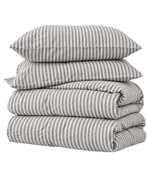Lina gultas veļas „Linen Grey Stripes“. Lina gultas veļa