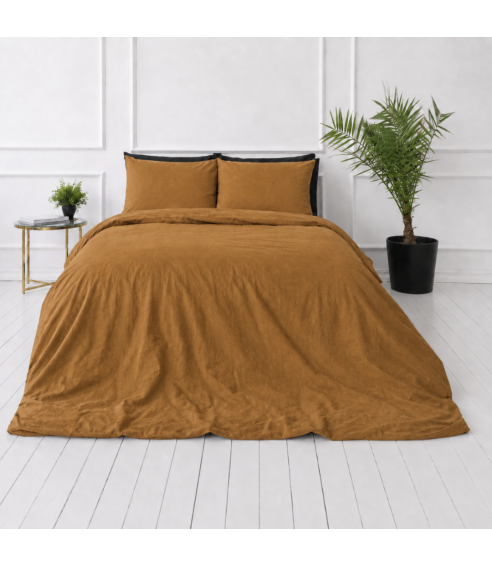 Lina gultas veļas „Linen Mustard“. Lina gultas veļa