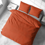 Lina gultas veļas „Linen Orange“. Lina gultas veļa, 140x200 cm, 200x200 cm, 200x220 cm, 220x240 cm. Minimālistisks lina komplekts bagātīgā oranžā tonī.