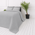 Gultas pārklājs "Bedspread Harbor". Pledi, 210x240 cm. Sudrabaini pelēks gultas pārklājs ar atkārtojošos pītu ģeometrisku rakstu