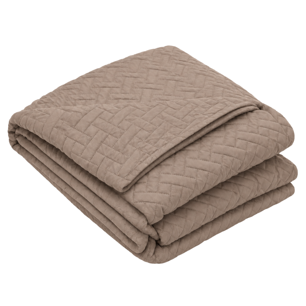Gultas pārklājs "Bedspread Latte". Pledi, 210x240 cm. Smilškrāsas gultas pārklājs ar smalku ģeometrisku stepētu rakstu Gultas pārklājs "Bedspread Latte". Pledi, 210x240 cm. Smilškrāsas gultas pārklājs ar smalku ģeometrisku stepētu rakstu