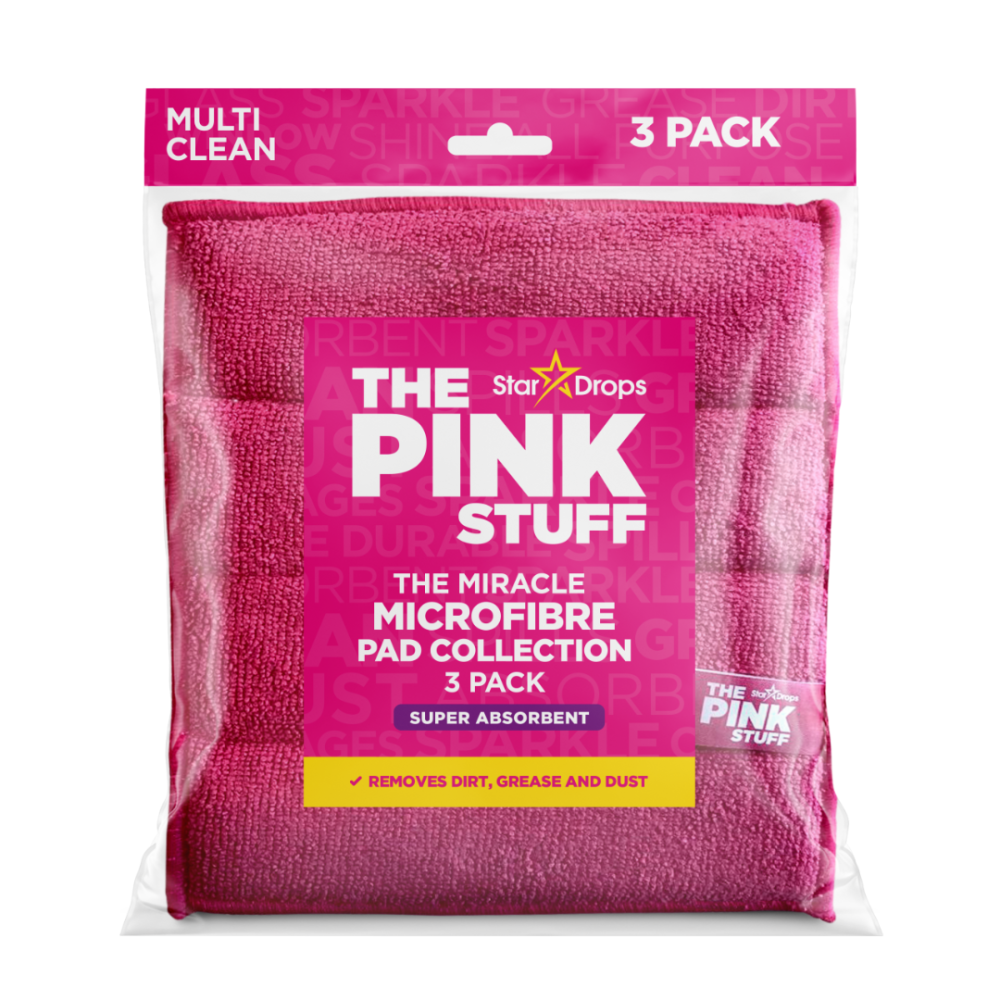 Mikrošķiedras drāna „Pink stuff microfibre“. Virtuves dvieļi, 30x30 cm. Mīksta rozā mikrošķiedras lupatiņa efektīvai un saudzīgai tīrīšanai, ideāli piemērota dažādām virsmām un putekļu tīrīšanai.