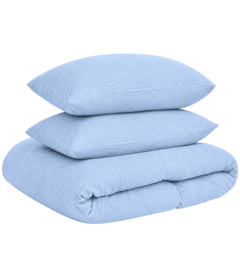 Muslīna gultas veļa „Blue muslin“. Bērnu gultas veļa