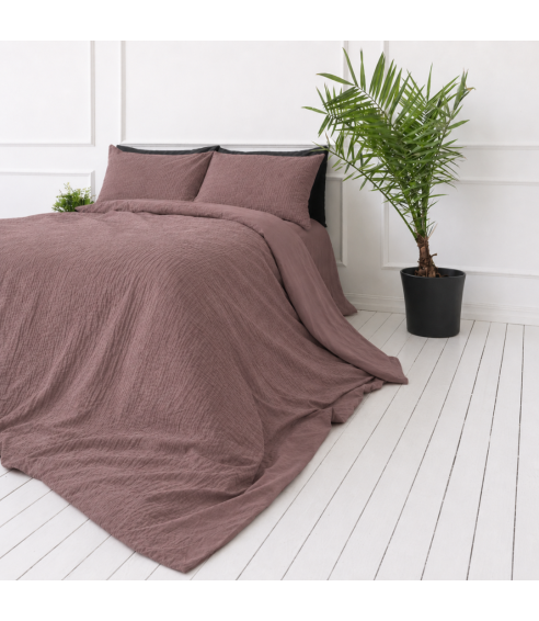 Muslīna gultas veļa „Brown muslin“. Gultas veļas komplekti 200x200