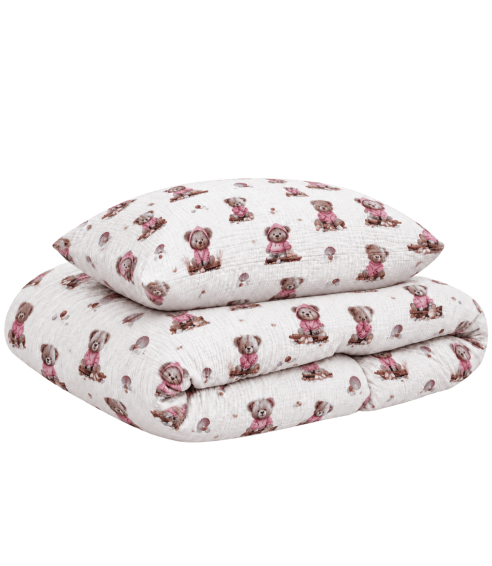 Muslīna gultas veļa „Fluffy Bear muslin“. Bērnu gultas veļa