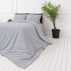 Muslīna gultas veļa „Grey muslin“. Gultas veļas komplekti, 200x200 cm, 200x220 cm. Maigi pelēks gultas veļas komplekts ar dabiski saburzītu virsmu