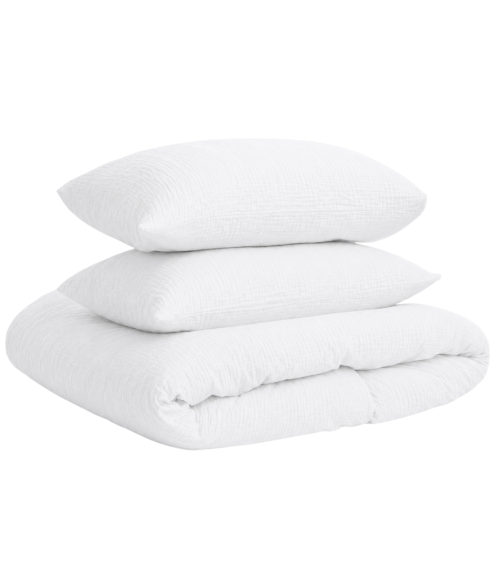 Muslīna gultas veļa „White muslin“. Gultas veļas komplekti 200x200