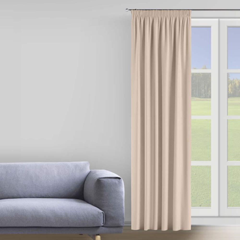 Nakts aizkari "Beige Curtain". Aizkari, 150x275 cm. Eleganti smilškrāsas aizkari, kas jūsu telpai piešķirs siltumu un mājīgumu.